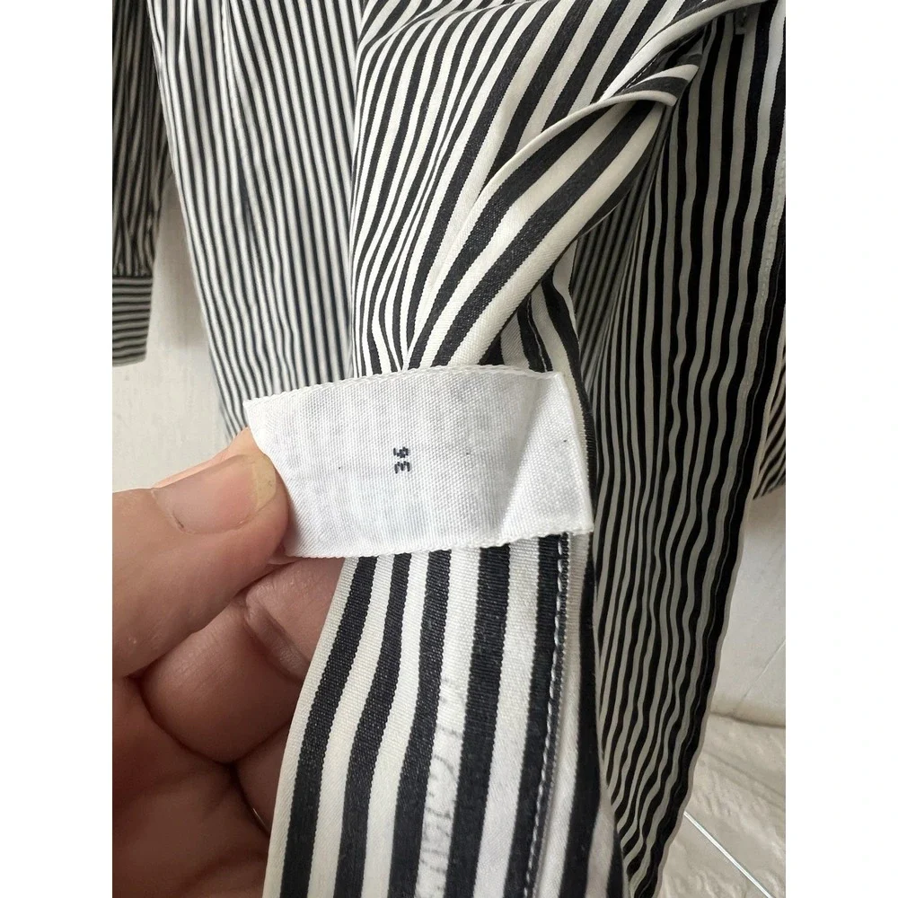 Vintage Ralph Lauren Classic Fit Shirt Mens 16.5 L Black White Stripe Red Pony
